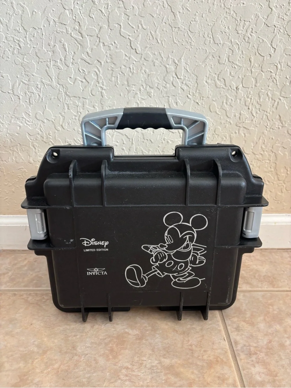 Invicta Black Hard Case with Gray Handle and Mickey Outline